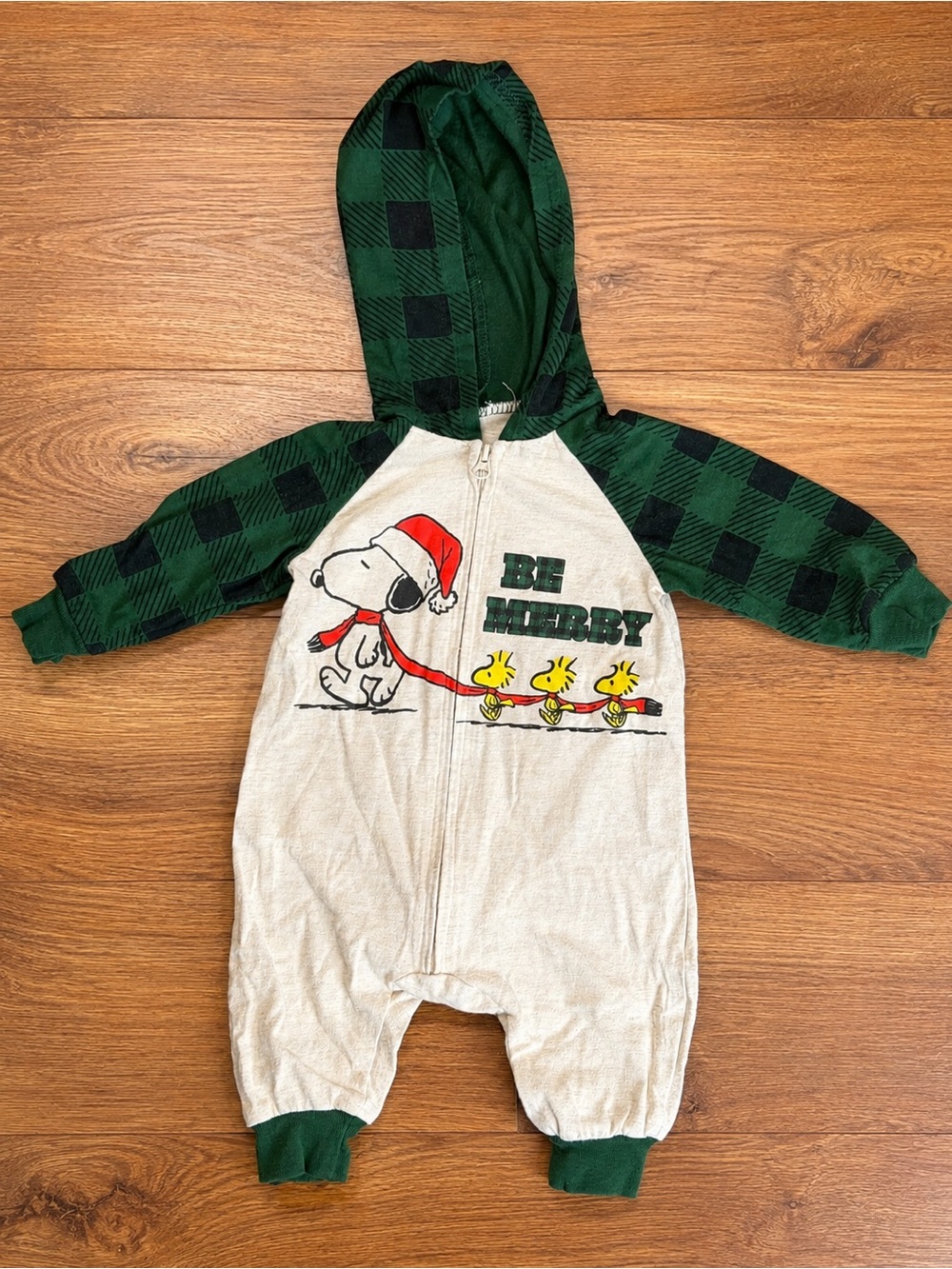 Snoopy 'Be Merry' Holiday Hooded One-Piece